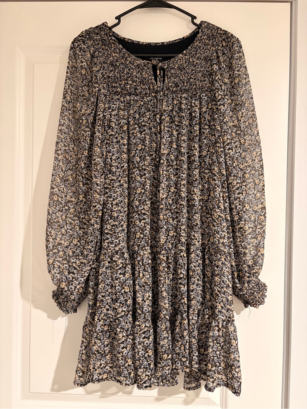 Mittoshop Floral Smocked Yoke Long Sleeve Dress